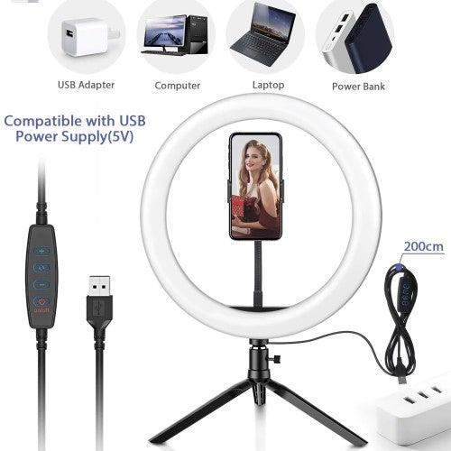 10 inch LED Ring Light with Tripod Stand & Phone Holder Dimmable Desk Makeup Kit Photography Video Lamp - BW-SL3 - Toytexx 10 inch LED Ring Light with Tripod Stand & Phone Holder Dimmable Desk Makeup Kit Photography Video Lamp - BW-SL3 - Toytexx